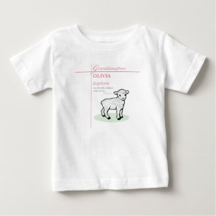 Granddaughter Baptism Pink Lamb Personalised Baby T-Shirt
