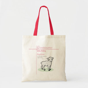 Granddaughter Baptism Pink Lamb Personalised Tote Bag