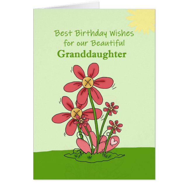 Granddaughter Best Birthday Wishes Flowers Grass (Front)