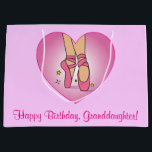 Granddaughter Birthday Ballet Slippers in Heart Large Gift Bag<br><div class="desc">This design features ballet slippers inside of a heart. For matching items type "penguincornerstore ballet" into the Zazzle search bar.</div>