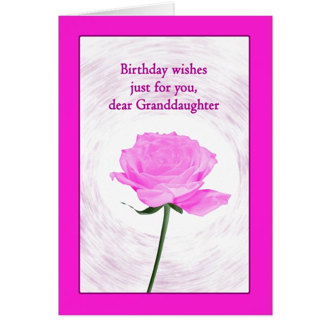 Granddaughter Birthday Beautiful Pink Rose (Front)