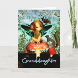 Granddaughter, Birthday Card, Cute Little Fairy Card