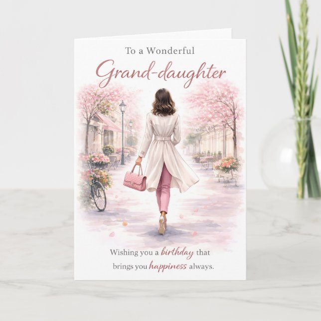 Granddaughter Birthday Card Elegant Floral Street (Front)