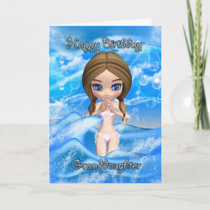 granddaughter birthday card - girl swimming