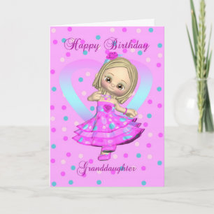 granddaughter birthday card - pink and blue polka