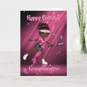 Granddaughter Birthday Card Tennis Player - Tweens