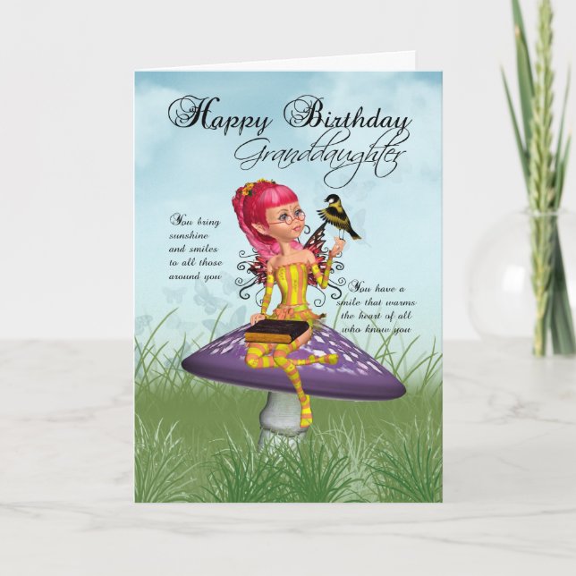 Granddaughter Birthday Card With Fairy And Chaffin (Front)