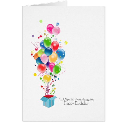 Granddaughter Birthday Cards Colourful Balloons