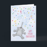 Granddaughter Birthday, Elephant & Confetti Card<br><div class="desc">Shower your granddaughter with love with this adorable birthday card,  featuring a joyful illustrated elephant blowing brightly coloured confetti into the bright blue sky.</div>