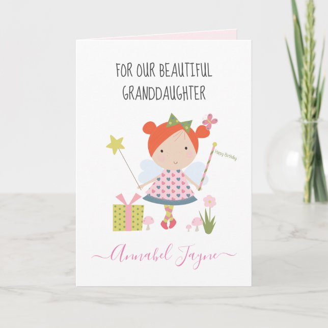 Granddaughter birthday fairy girls whimsical  card (Front)