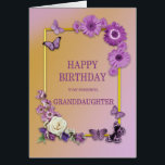 Granddaughter Birthday Flowers and Butterflies<br><div class="desc">A lovely floral birthday card for a granddaughter. Flowers and butterflies on a golden frame.A lilac theme gives a relaxed yet luxurious feel. A wonderful card to give to someone you care for on their birthday.</div>