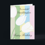 Granddaughter / Birthday - General - Pastel Floral Card<br><div class="desc">Send your Granddaughter Birthday love and best wishes on her Birthday with this modern design Greeting Card of hand drawn tulips on a pastel striped background and a lovely inner verse that will touch her heart. ©2015 - SmudgeArt / Madeline M Allen</div>