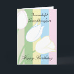 Granddaughter / Birthday - General - Pastel Floral Card<br><div class="desc">Send your Granddaughter Birthday love and best wishes on her Birthday with this modern design greeting card of hand drawn tulips on a pastel striped background and a that will touch her heart. ©2015 - Smudge Art / Madeline M Allen</div>