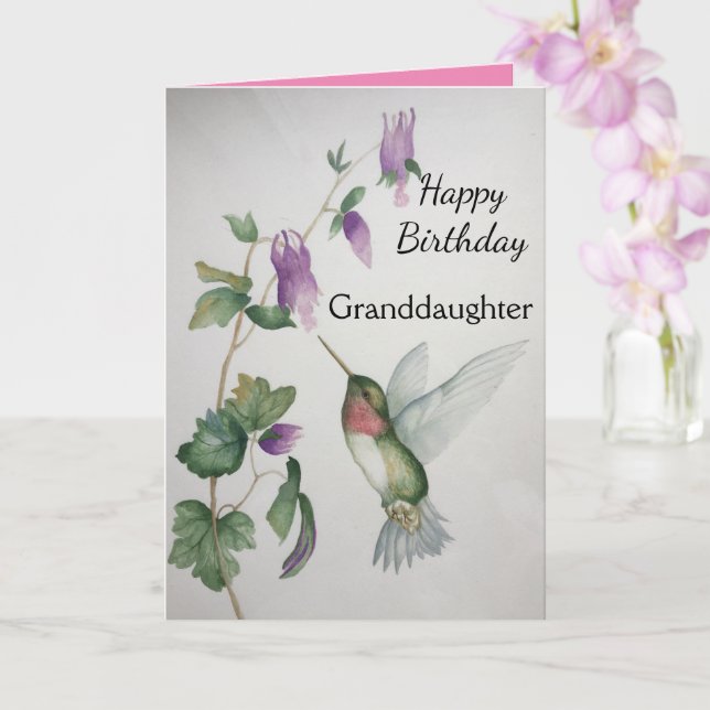 Granddaughter Birthday Hummingbird Garden Card (Orchid)