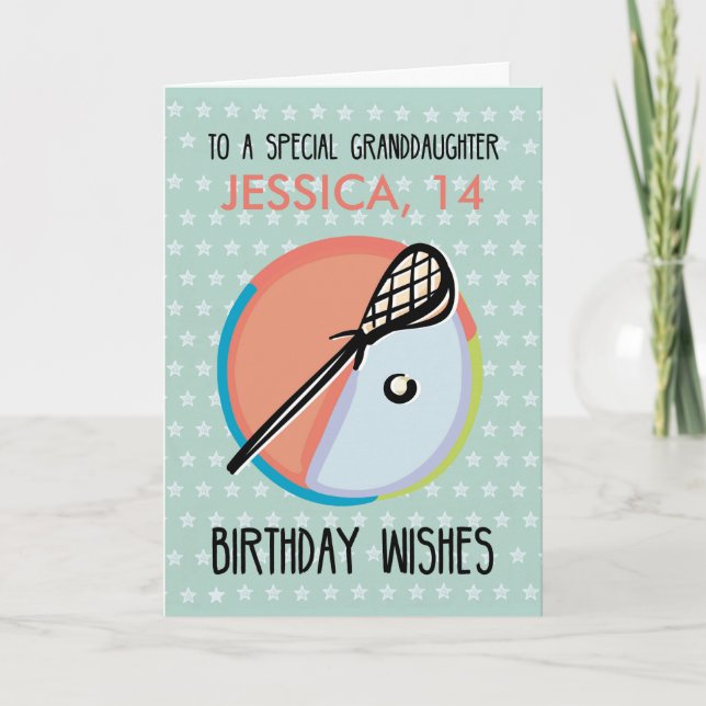 Granddaughter Birthday, Lacrosse Sport, Personaliz Card (Front)
