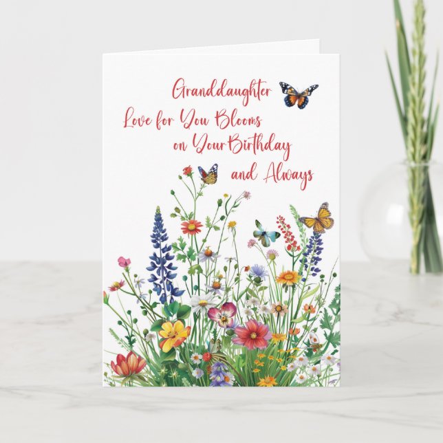 Granddaughter Birthday Love In Bloom Wildflowers Card (Front)