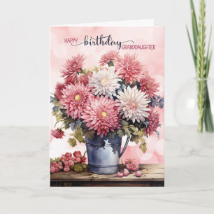 Granddaughter Birthday Pink Chrysanthemums Card