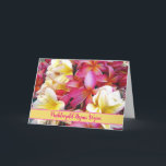 Granddaughter Birthday Welsh Penblwydd Hapus Wyres Card<br><div class="desc">Happy Birthday for Granddaughter paper greeting card written in Welsh. Penblwydd Hapus Wyres. Image of tropical Plumeria,  Frangipani flowers in bright colours. Art,  image,  and verse copyright © Shoaff Ballanger Studios,  2025.</div>