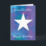 Granddaughter Birthday White Shining Star Card<br><div class="desc">Bright, bold, and full of joy—just like your granddaughter! This stunning birthday card features a vibrant watercolor background blending purple, pink, blue, and green in a dazzling display of colour. At the centre, a large white star radiates with shining lines, symbolising the light and happiness she brings to the world....</div>