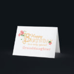 Granddaughter Birthday with Clematis Flowers Card<br><div class="desc">An elegant, minimalist birthday card for your Granddaughter with gold-effect lettering and pinkish-red Clematis flowers and their long, rambling stems and leaves. The front cover greeting is, 'Happy Birthday to a very special Granddaughter' in gold-effect lettering with an outsize letter 'B' entwined with a cluster of Clematis flowers and its...</div>