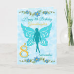 Granddaughter Blue Fairy 8th Birthday Card<br><div class="desc">A Pretty blue Fairy 8th birthday card features a blue fairy on a cloudy blue background and a large number 8 on the front of the card. This card can be personalised from Granddaughter to Daughter, Sister , Niece great niece or Cousin or the wording removed if desired. A lovely...</div>