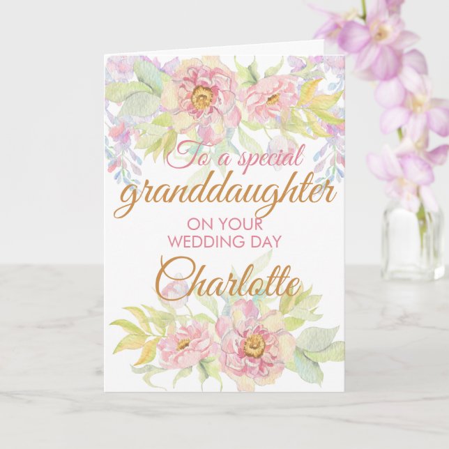 Granddaughter Bride Wedding Day Congratulations Card (Orchid)