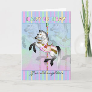 Granddaughter carousel birthday card - pastel caro