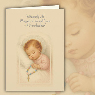 Granddaughter Catholic Rosary Baby Girl Card