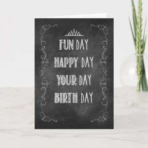 Granddaughter Chalkboard Birthday, Crown Embellish Card
