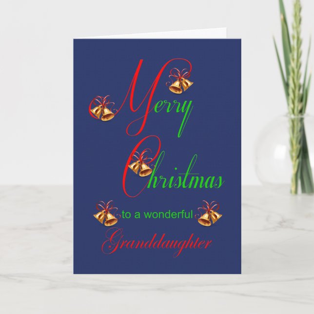 Granddaughter Christmas Bells Holiday Card (Front)