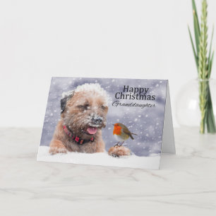 Granddaughter Christmas, Border Terrier Dog Card