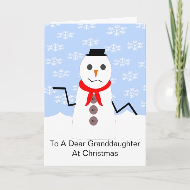 Granddaughter Christmas Card Snowman Design (Front)