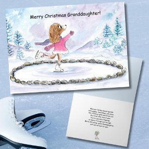 Granddaughter Christmas Dog Ice Skating Card