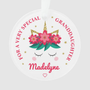Granddaughter Christmas Unicorn Personalised Ornament