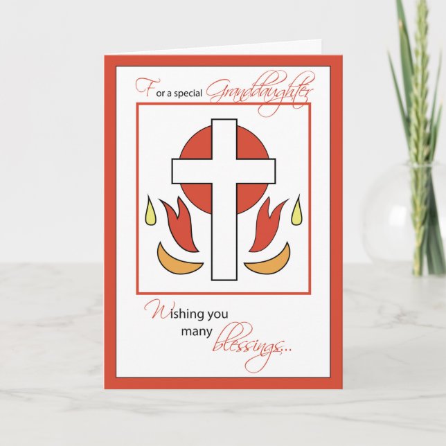 Granddaughter Confirmation Congratulations Cross F Card (Front)