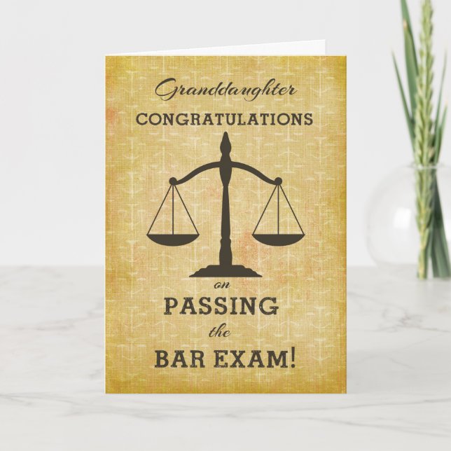 Granddaughter Congratulations Passing Bar Exam Card (Front)