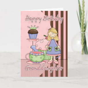 Granddaughter Cute Birthday Card - Cupcakes And Te
