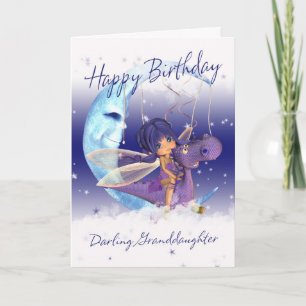 Granddaughter Cute Birthday card, purple dragon wi Card