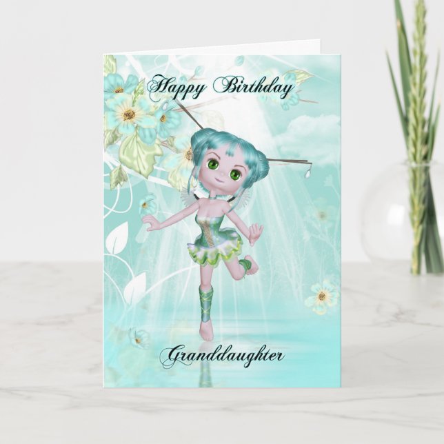 granddaughter cute fairy birthday greeting card (Front)