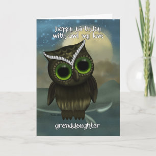 Granddaughter Cute Owl Birthday Greeting Card