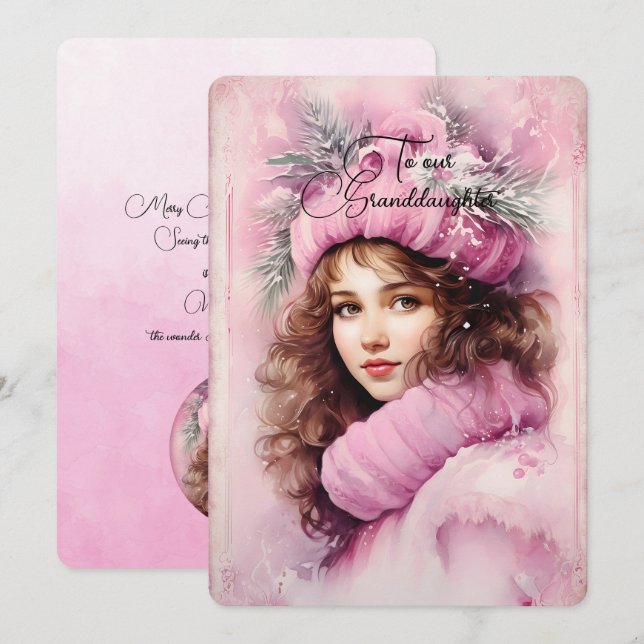 Granddaughter Dark Haired Girl Christmas Wishes (Front/Back)