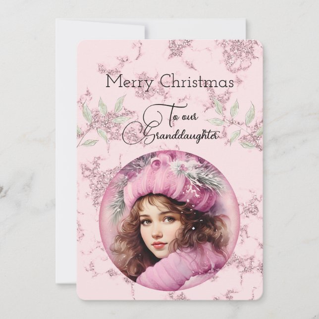 Granddaughter Dark Haired Girl Christmas Wishes (Front)