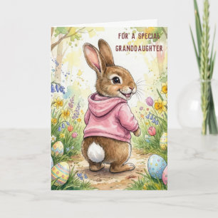 Granddaughter Easter Bunny In a Spring Garden Card
