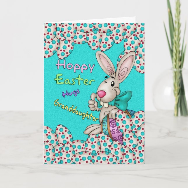 Granddaughter Easter Card With Easter Bunny And Eg (Front)