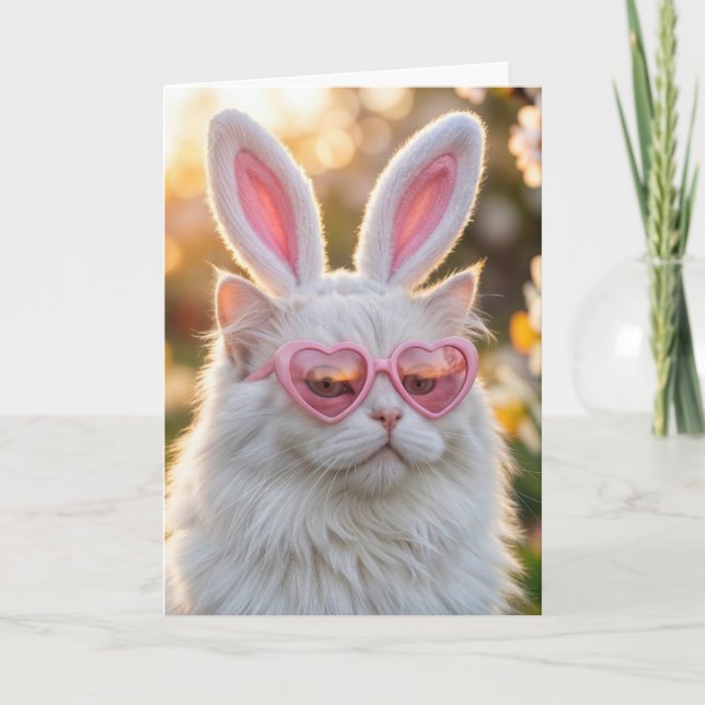 Granddaughter Easter Cat with Bunny Ears Card (Front)