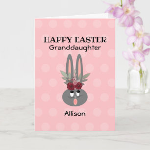 Granddaughter Easter Pink Bunny Personalised Card