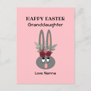 Granddaughter Easter Pink Bunny Personalised Holiday Postcard