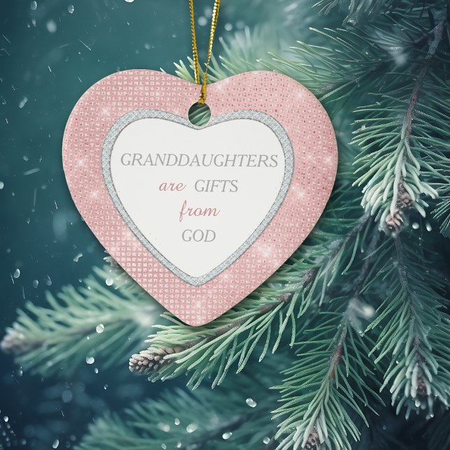 Granddaughter Elegant Lights Pink Christmas Ceramic Ornament (Creator Uploaded)