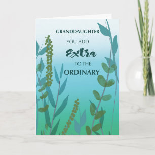 Granddaughter Extra Ordinary Birthday Green Blue Card