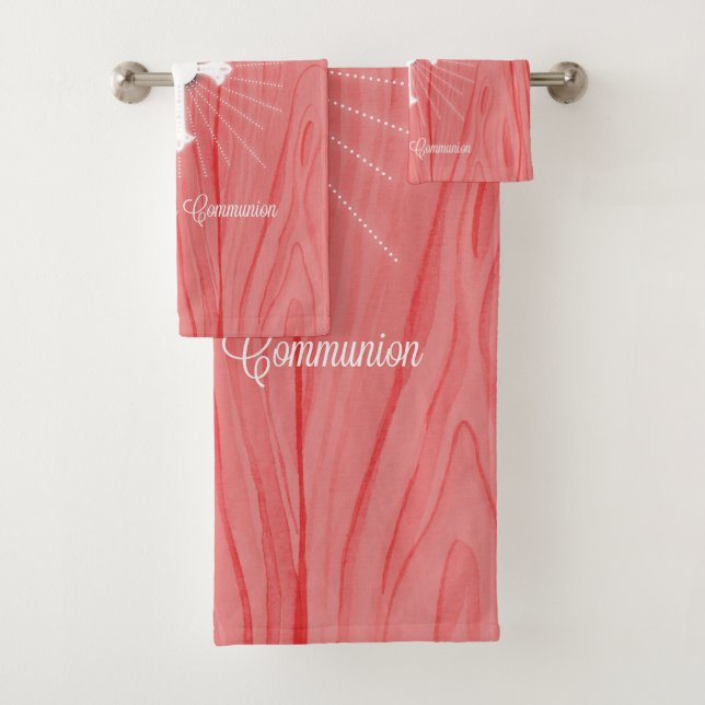 Granddaughter First Communion Cross and Rays Bath Towel Set (Insitu)